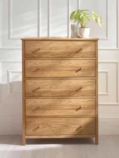 Coxmoor 5 Drawer Wide Chest - Oak – Julian Bowen, view 6