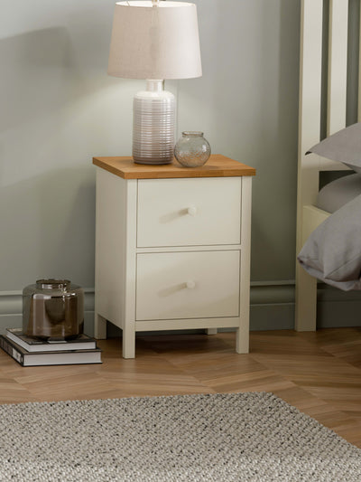 Coxmoor 2 Drawer Bedside - Ivory and Oak