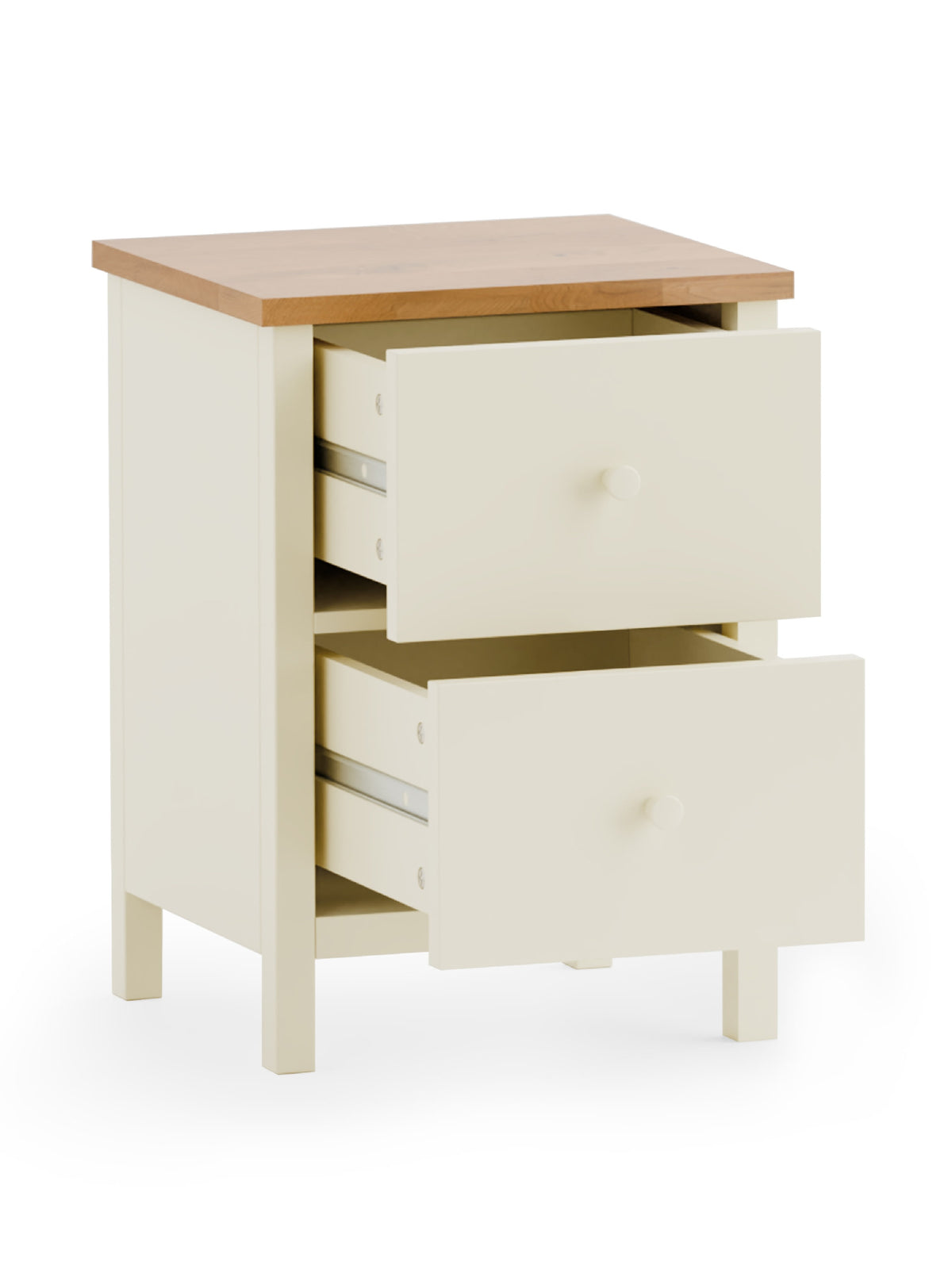 Coxmoor 2 Drawer Bedside - Ivory and Oak