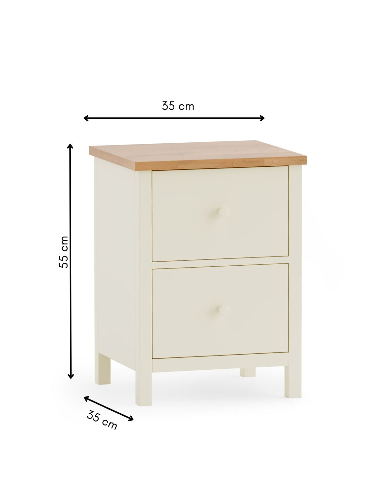 Coxmoor 2 Drawer Bedside - Ivory and Oak