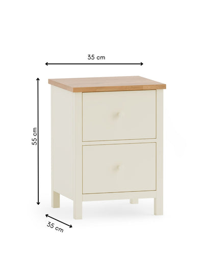 Coxmoor 2 Drawer Bedside - Ivory and Oak
