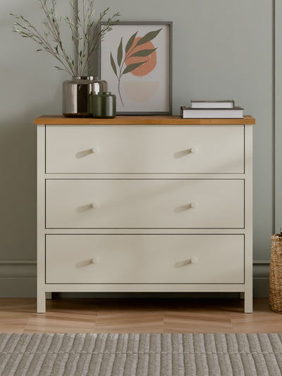 Coxmoor 3 Drawer Chest - Ivory and Oak