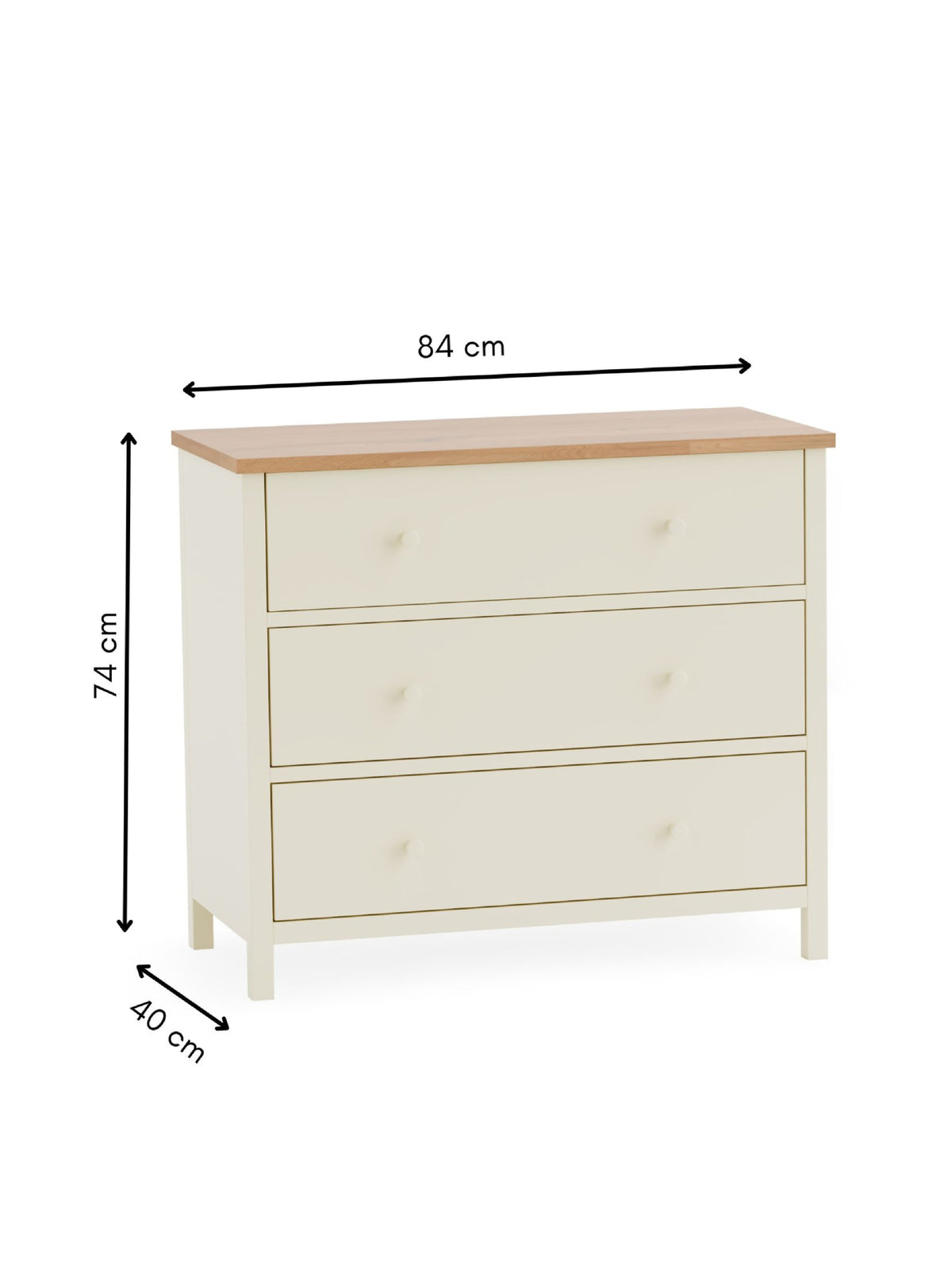 Coxmoor 3 Drawer Chest - Ivory and Oak