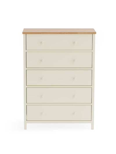Coxmoor 5 Drawer Wide Chest - Ivory and Oak
