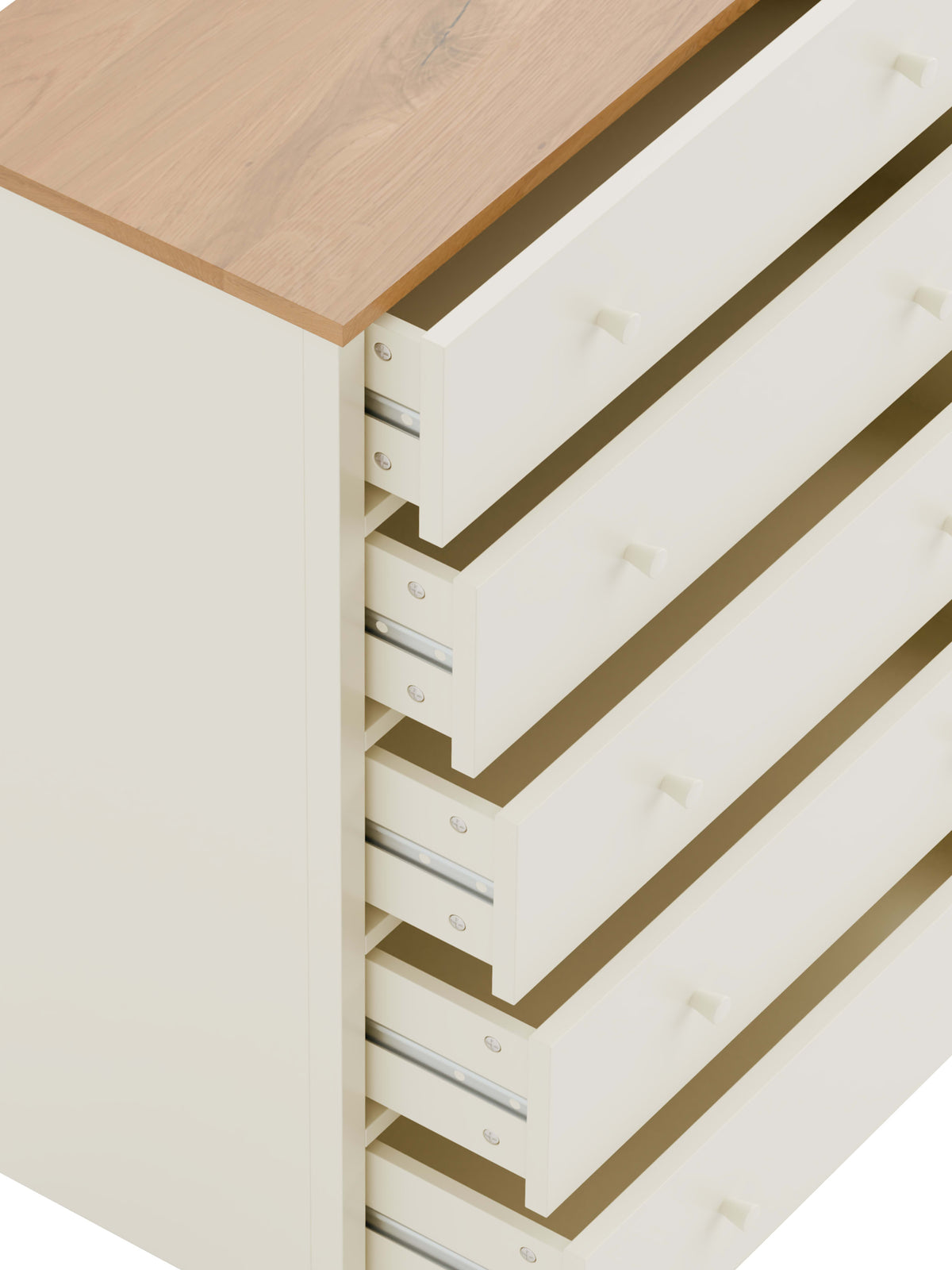 Coxmoor 5 Drawer Wide Chest - Ivory and Oak