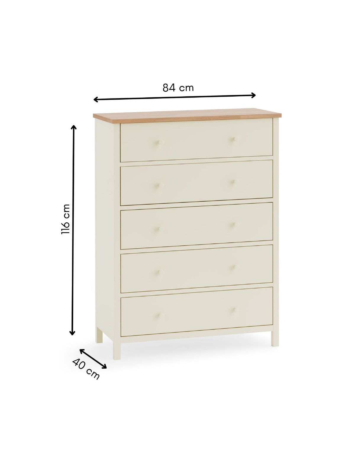 Coxmoor 5 Drawer Wide Chest - Ivory and Oak