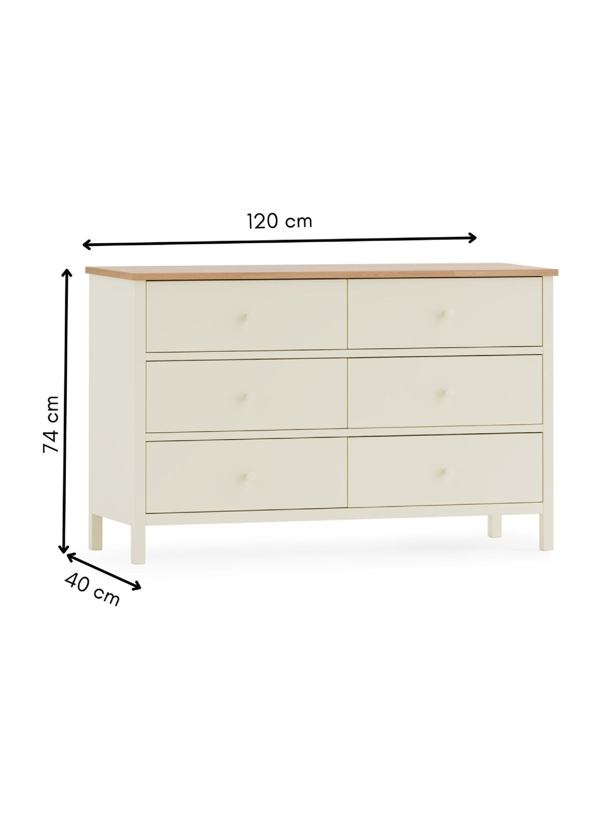 Coxmoor 6 Drawer Chest - Ivory and Oak