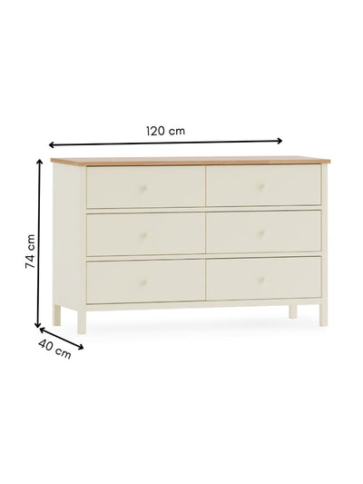Coxmoor 6 Drawer Chest - Ivory and Oak