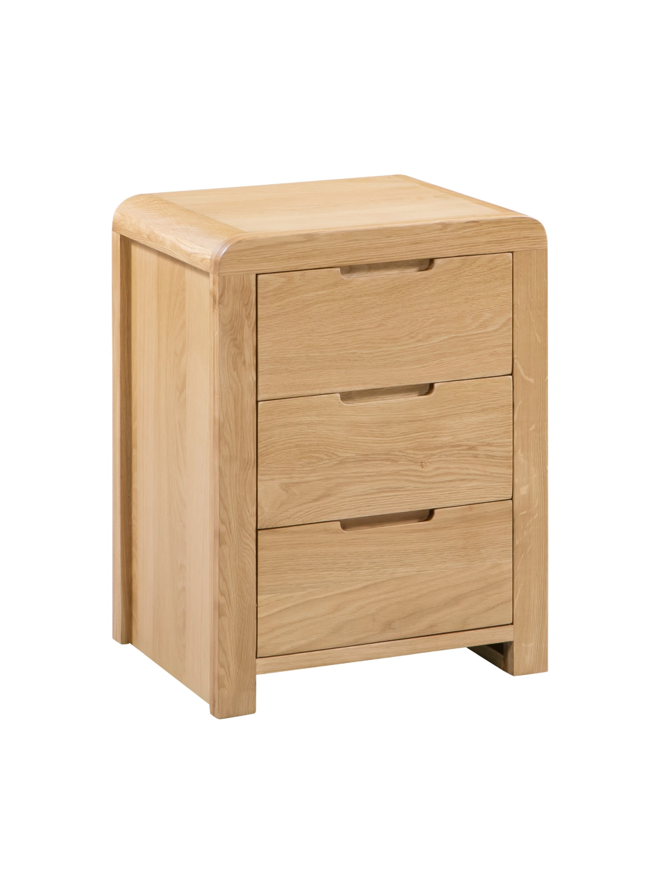 Curve Oak 3 Drawer Bedside
