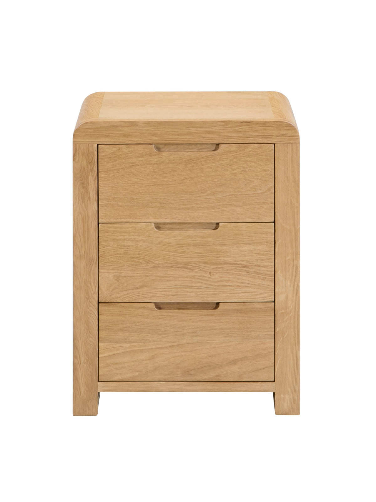 Curve Oak 3 Drawer Bedside