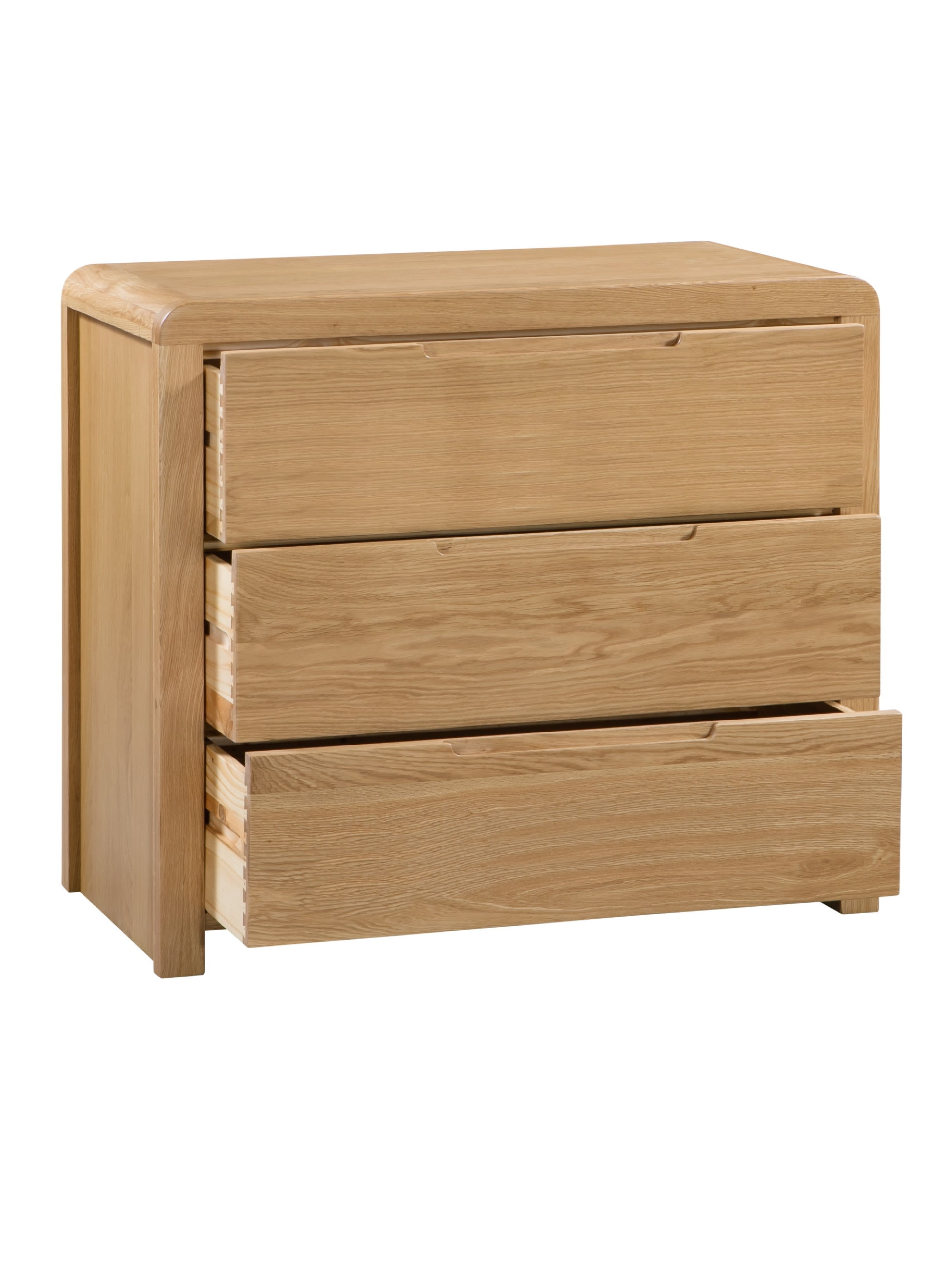 Curve Oak 3 Drawer Chest
