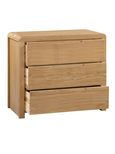 Curve Oak 3 Drawer Chest