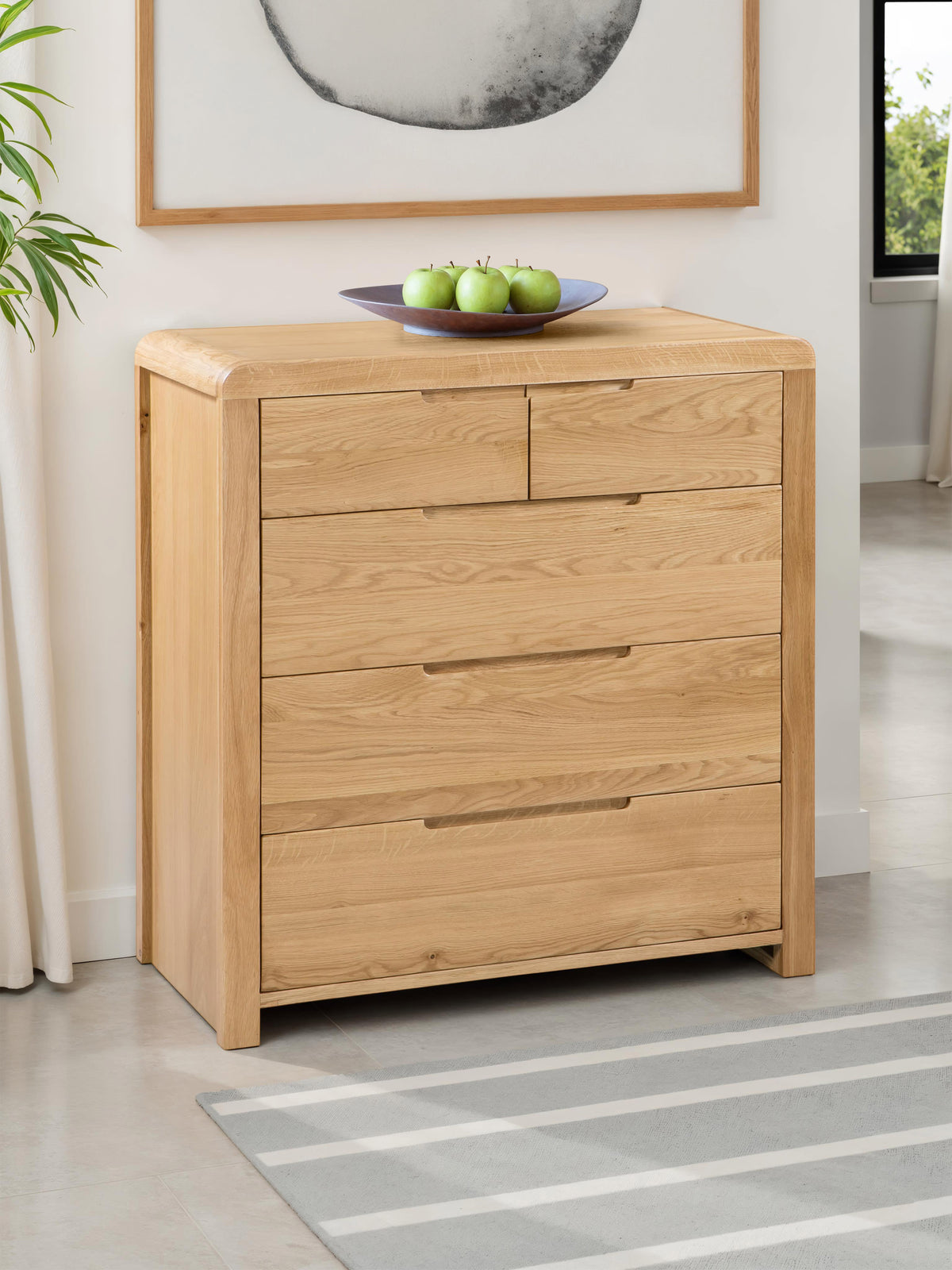 Curve Oak 3+2 Drawer Chest