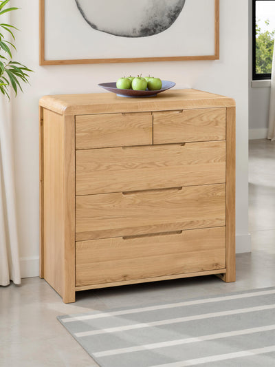 Curve Oak 3+2 Drawer Chest