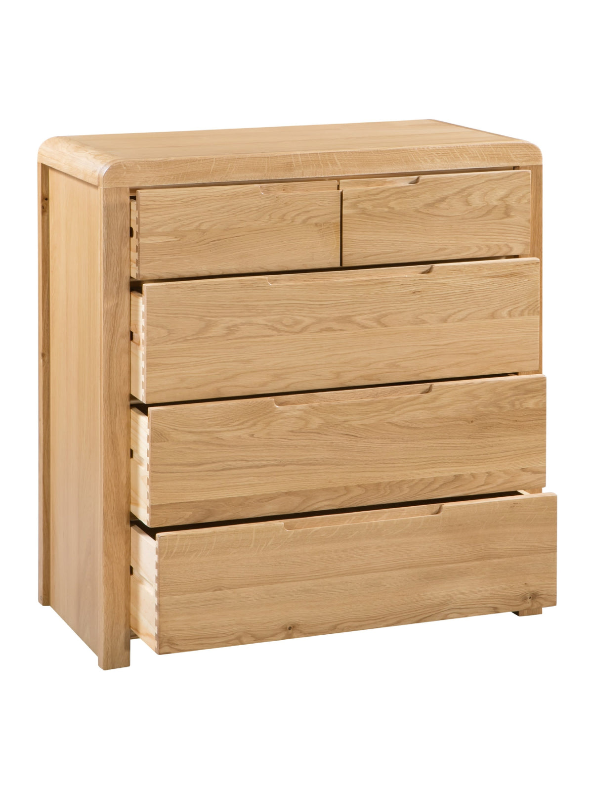 Curve Oak 3+2 Drawer Chest