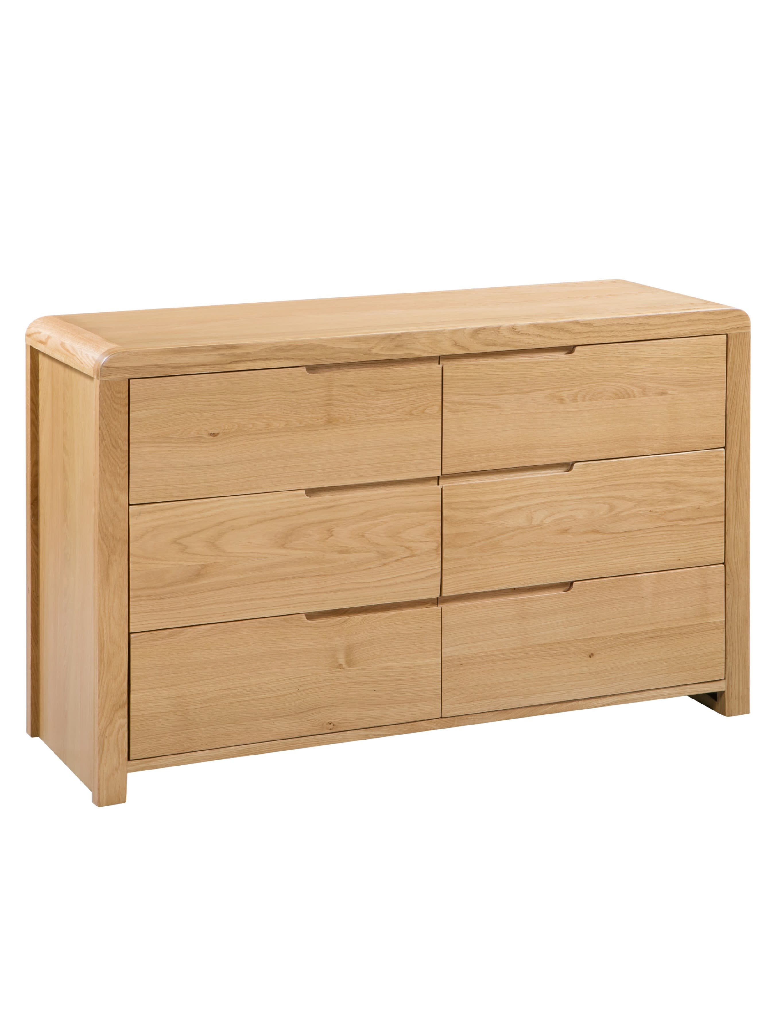 Curve Oak 6 Drawer Wide Chest