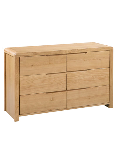Curve Oak 6 Drawer Wide Chest