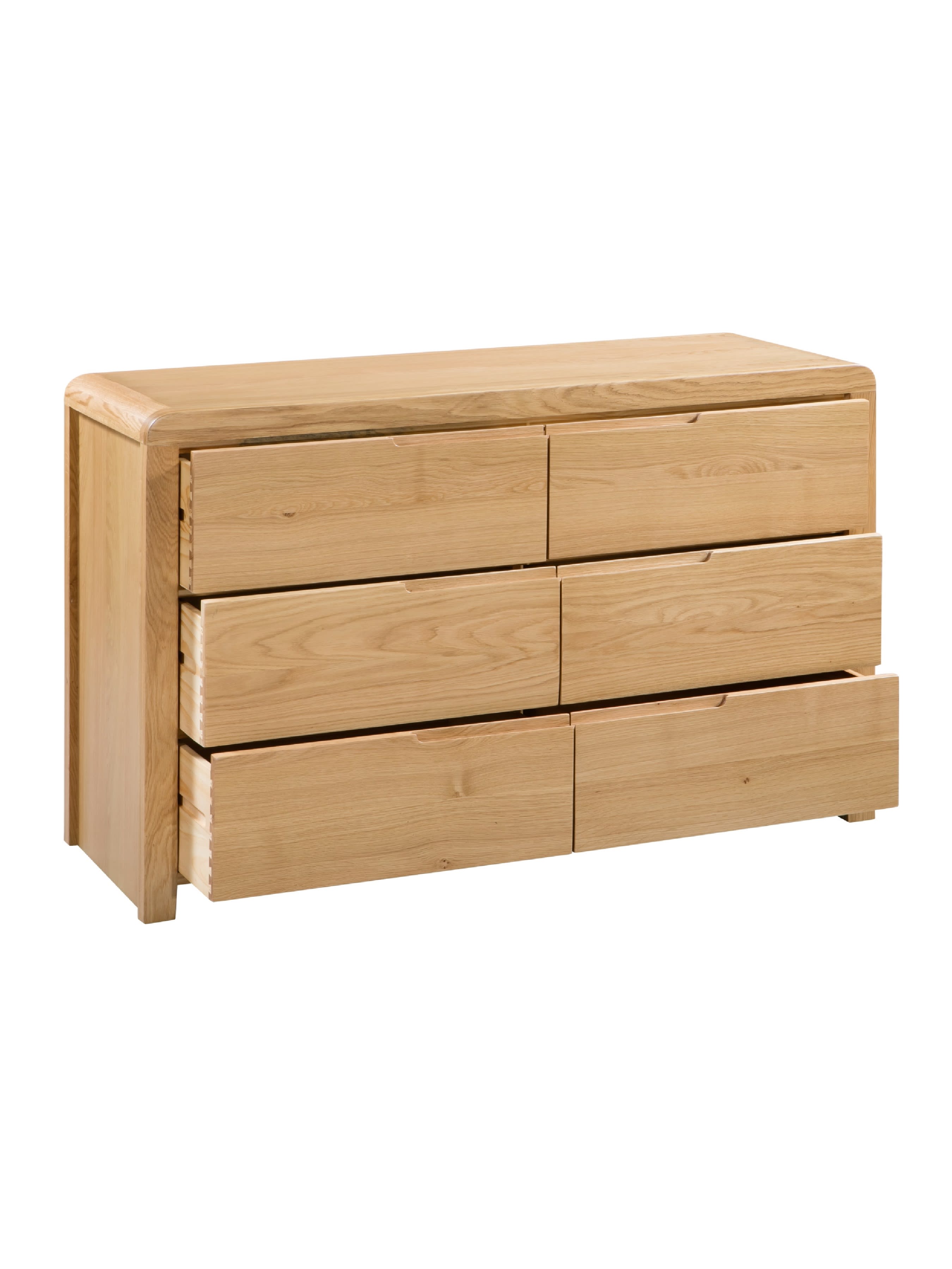 Curve Oak 6 Drawer Wide Chest