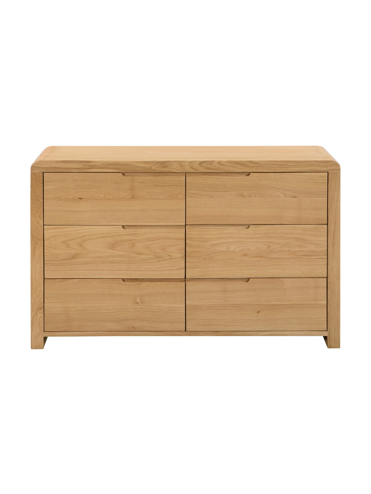 Curve Oak 6 Drawer Wide Chest