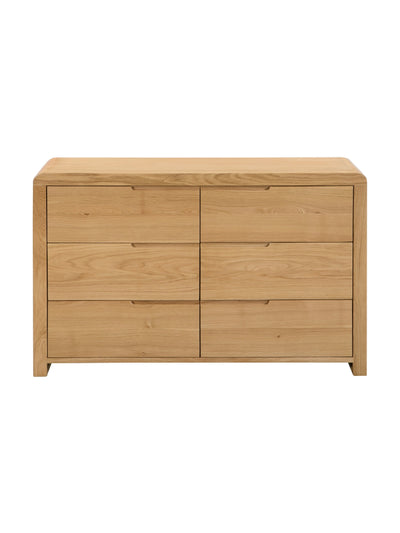Curve Oak 6 Drawer Wide Chest