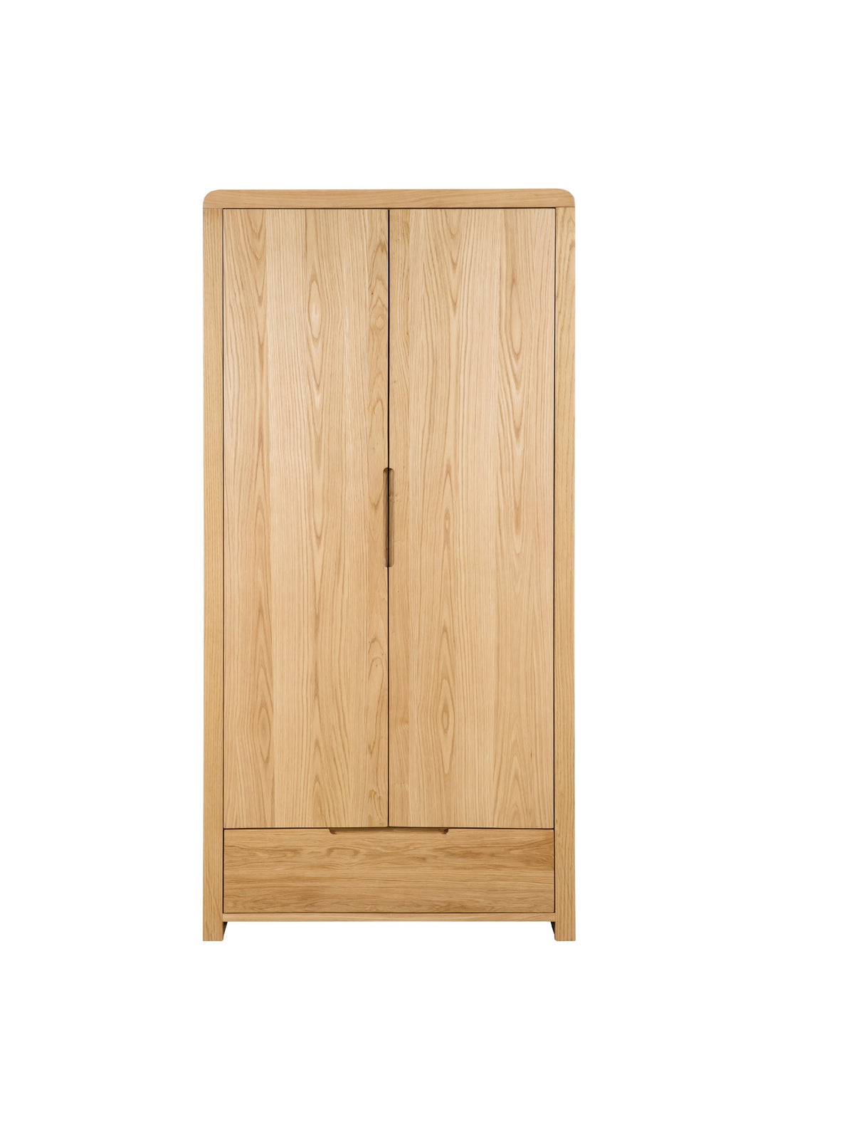 Curve Oak 2 Door 1 Drawer Wardrobe