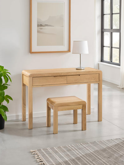 Curve Oak 2 Drawer Dressing Table & Stool