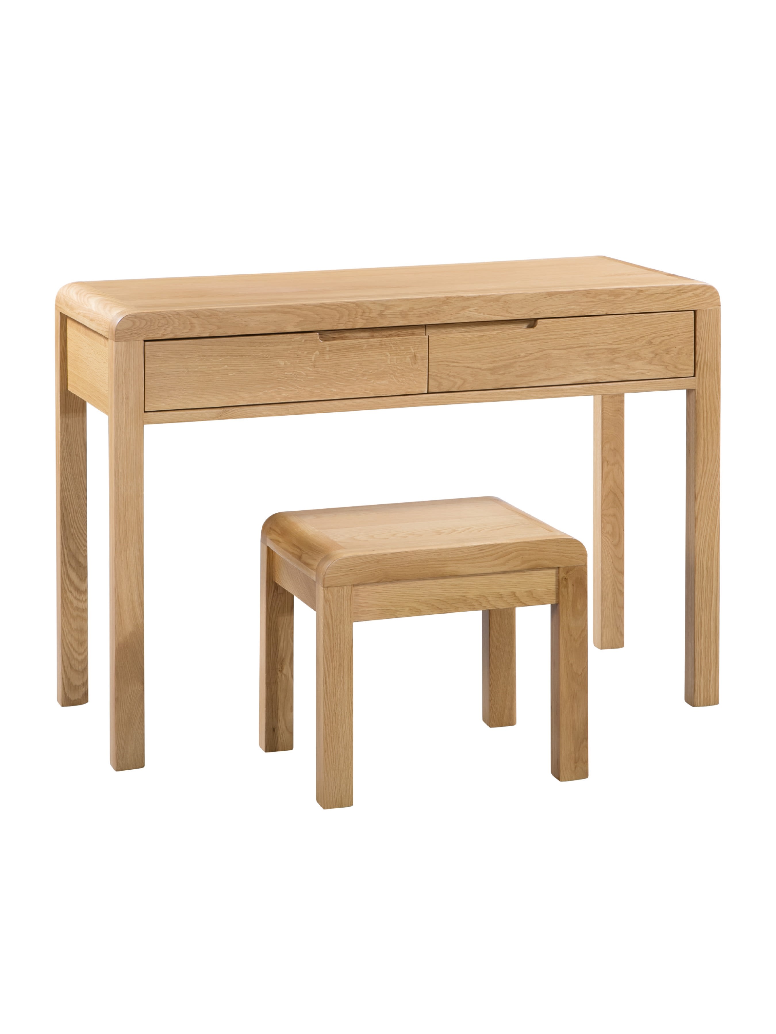 Curve Oak 2 Drawer Dressing Table & Stool