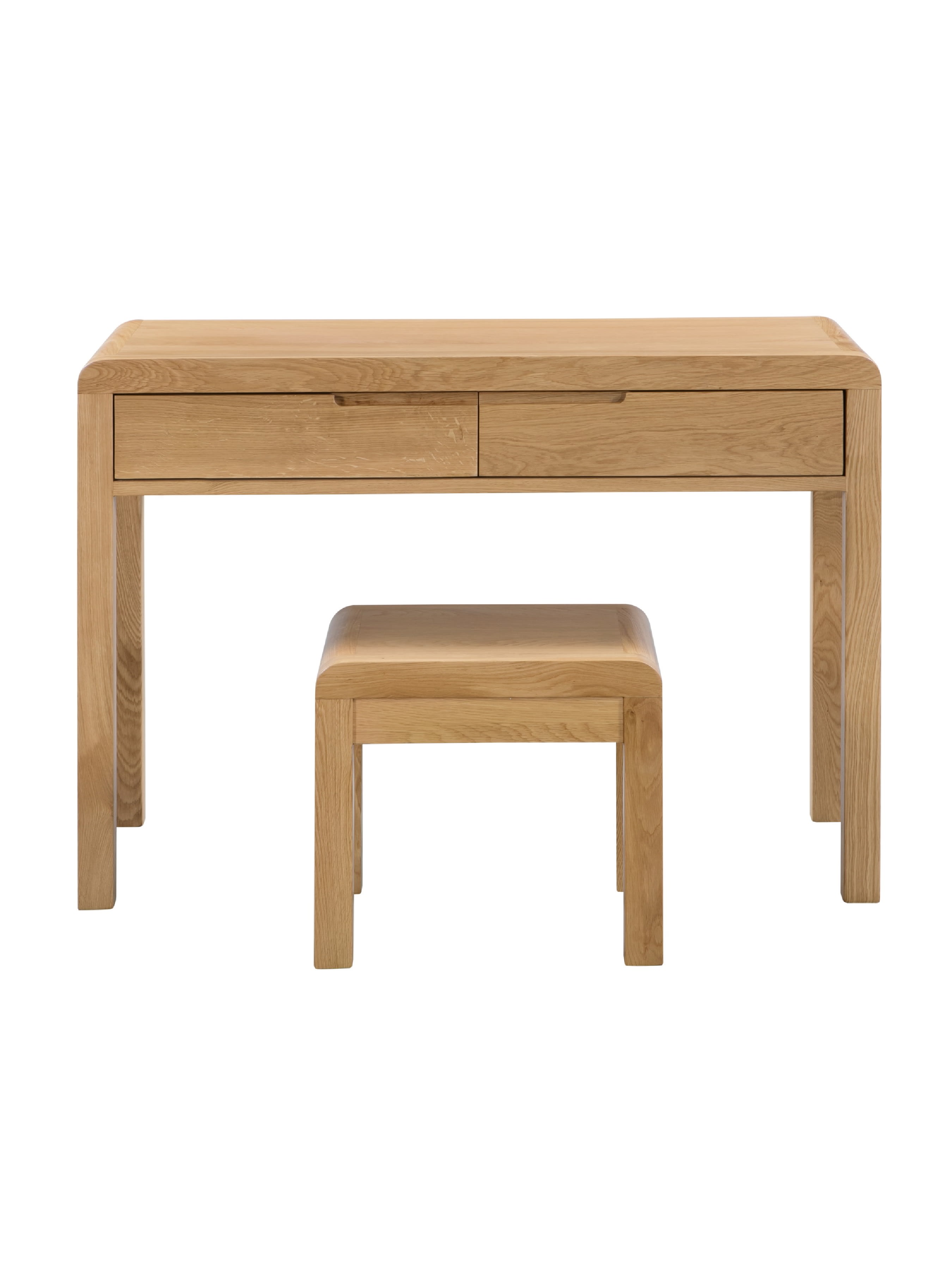 Curve Oak 2 Drawer Dressing Table & Stool