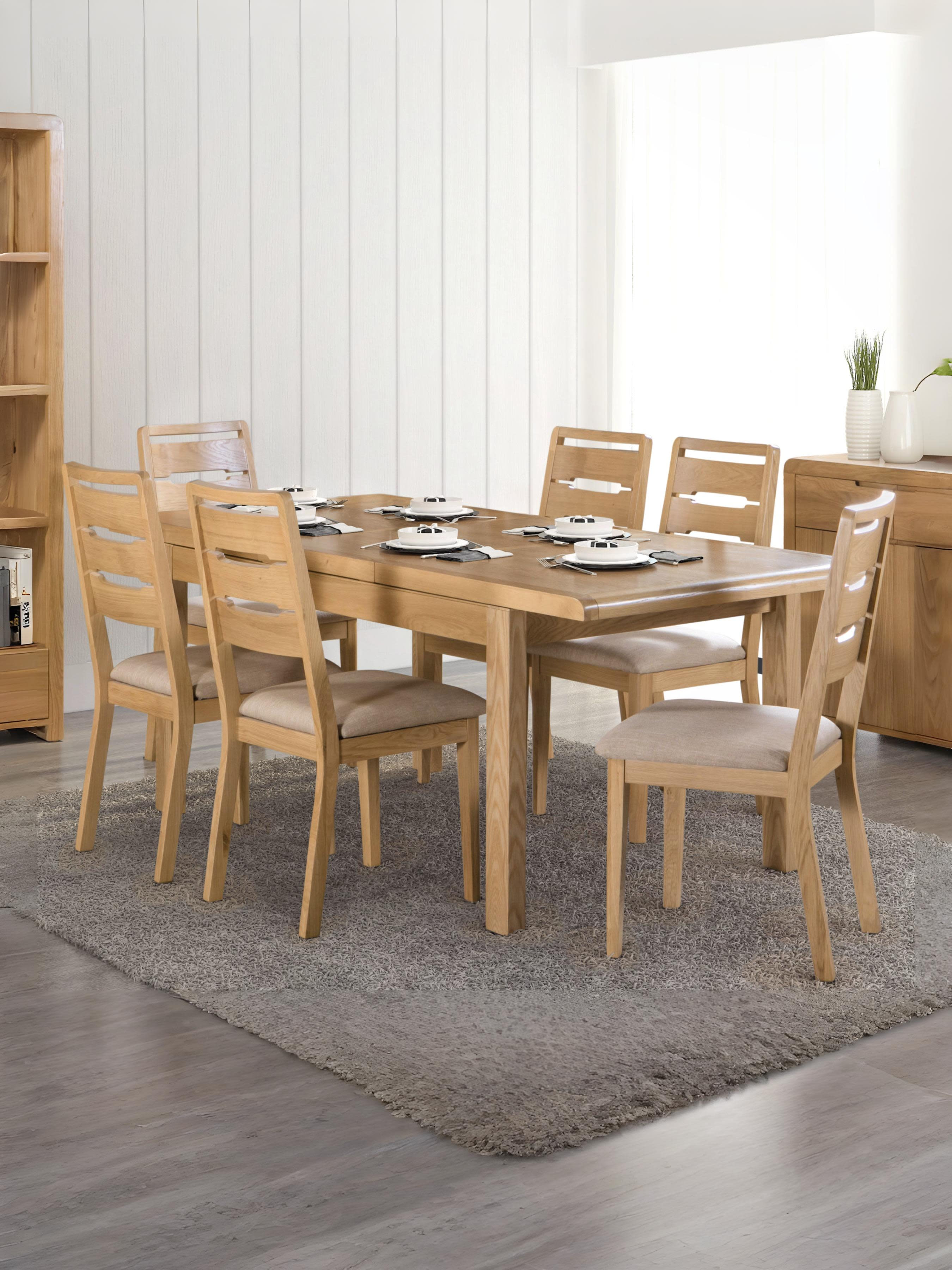 Curve Extending Table and 6 Curve Chairs – Oak