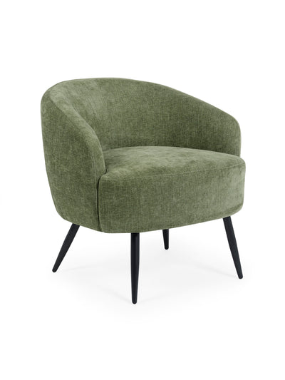 Dahlia Olive Green Linen Upholstered Accent Chair with Black Metal Legs – Olive Faux Linen