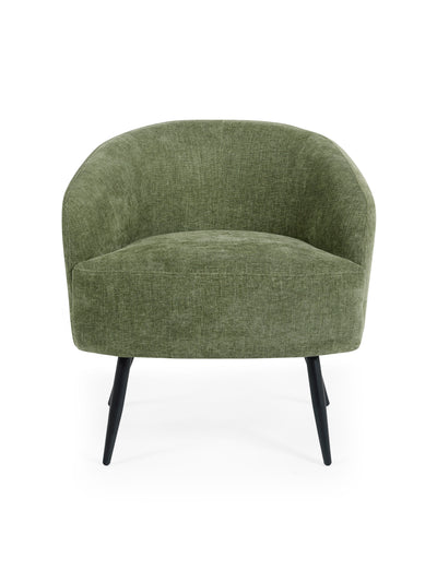 Dahlia Olive Green Linen Upholstered Accent Chair with Black Metal Legs – Olive Faux Linen