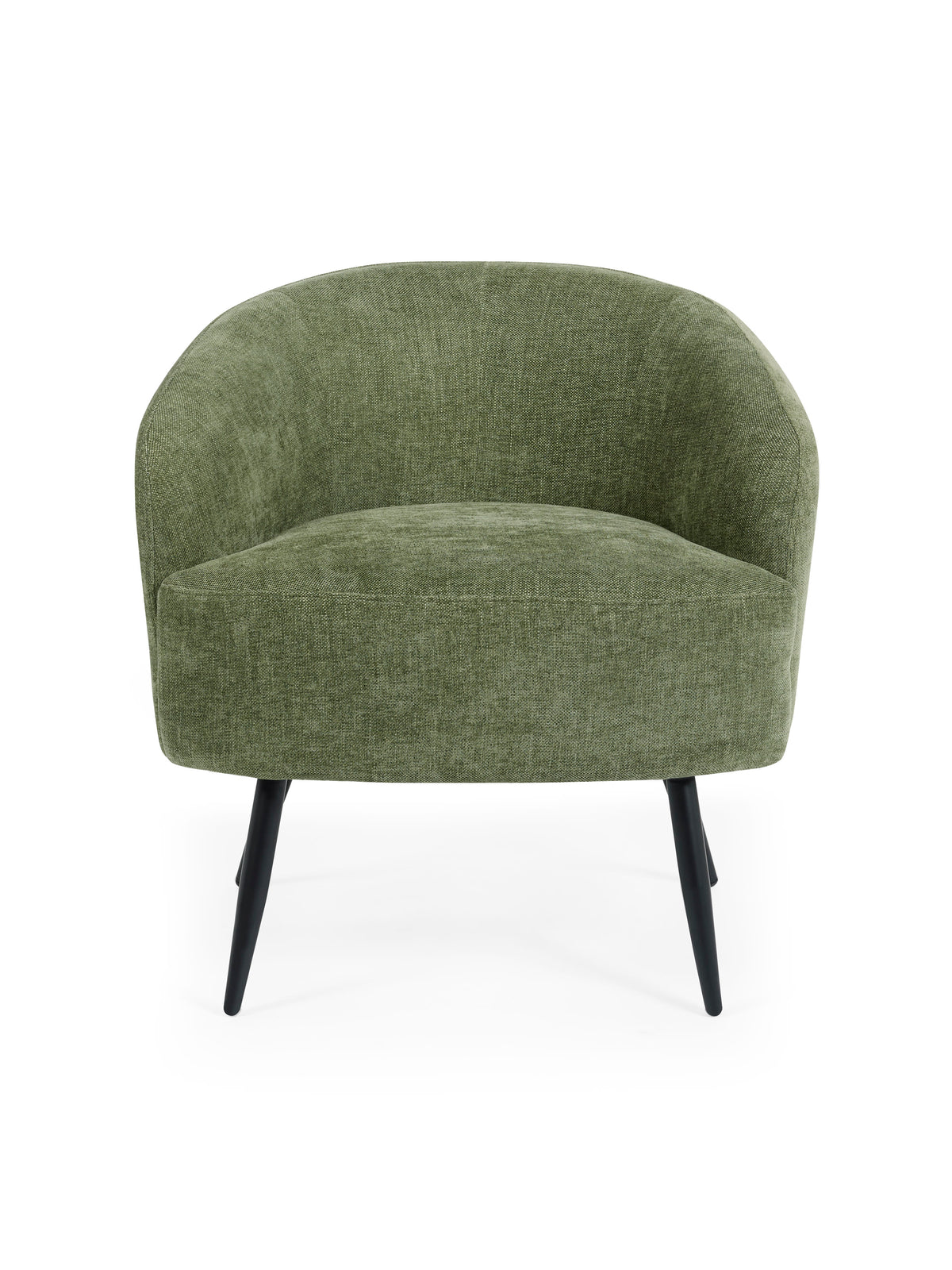 Dahlia Olive Green Linen Upholstered Accent Chair with Black Metal Legs – Olive Faux Linen