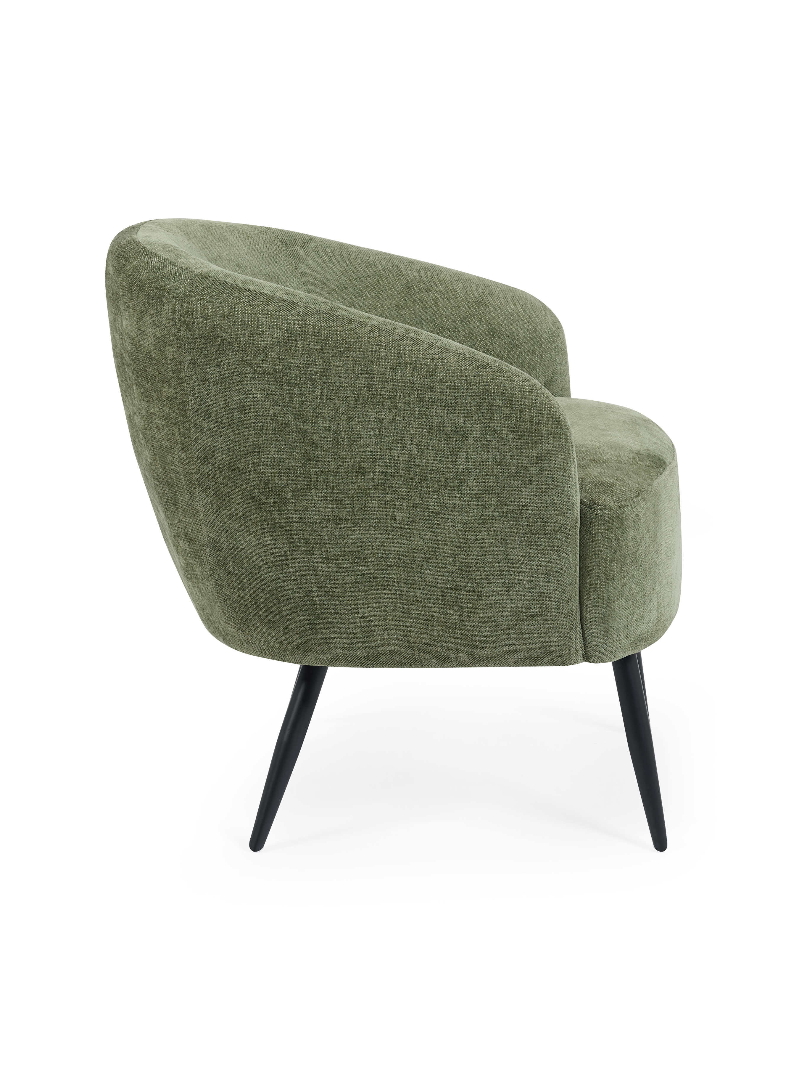 Dahlia Olive Green Linen Upholstered Accent Chair with Black Metal Legs – Olive Faux Linen