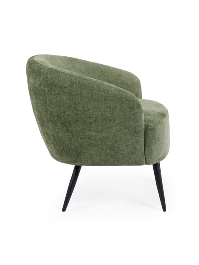 Dahlia Olive Green Linen Upholstered Accent Chair with Black Metal Legs – Olive Faux Linen