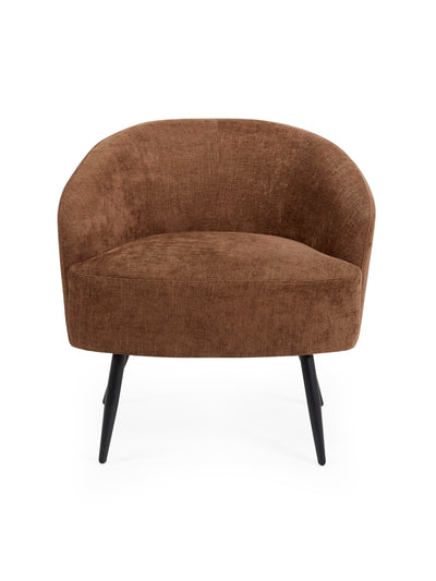 Dahlia Rust Brown Linen Upholstered Accent Chair with Black Metal Legs – Rust Linen