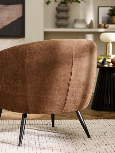 Dahlia Rust Brown Linen Upholstered Accent Chair with Black Metal Legs – Rust Linen
