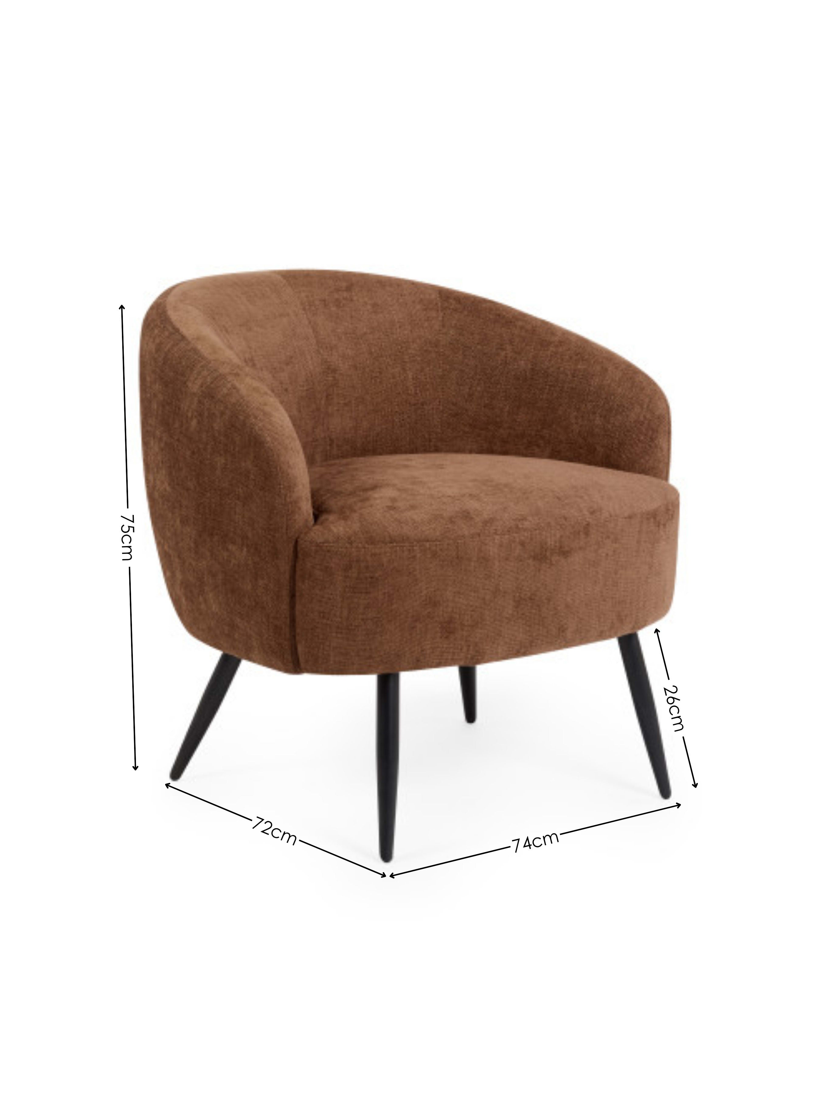 Dahlia Rust Brown Linen Upholstered Accent Chair with Black Metal Legs – Rust Linen