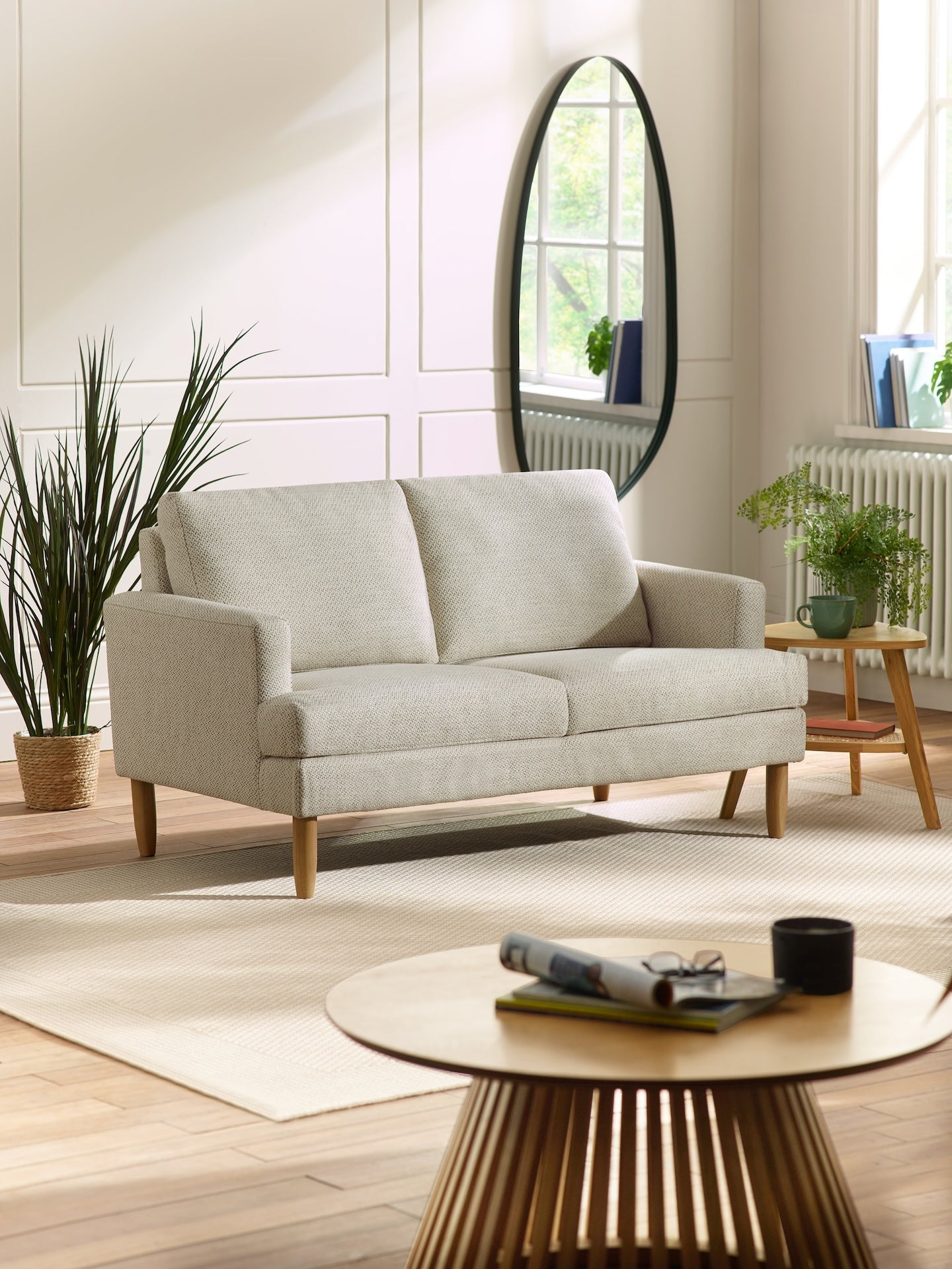 Daisy Beige Pearl Barley Upholstered Compact 2 Seater Sofa – Julian Bowen, view 2