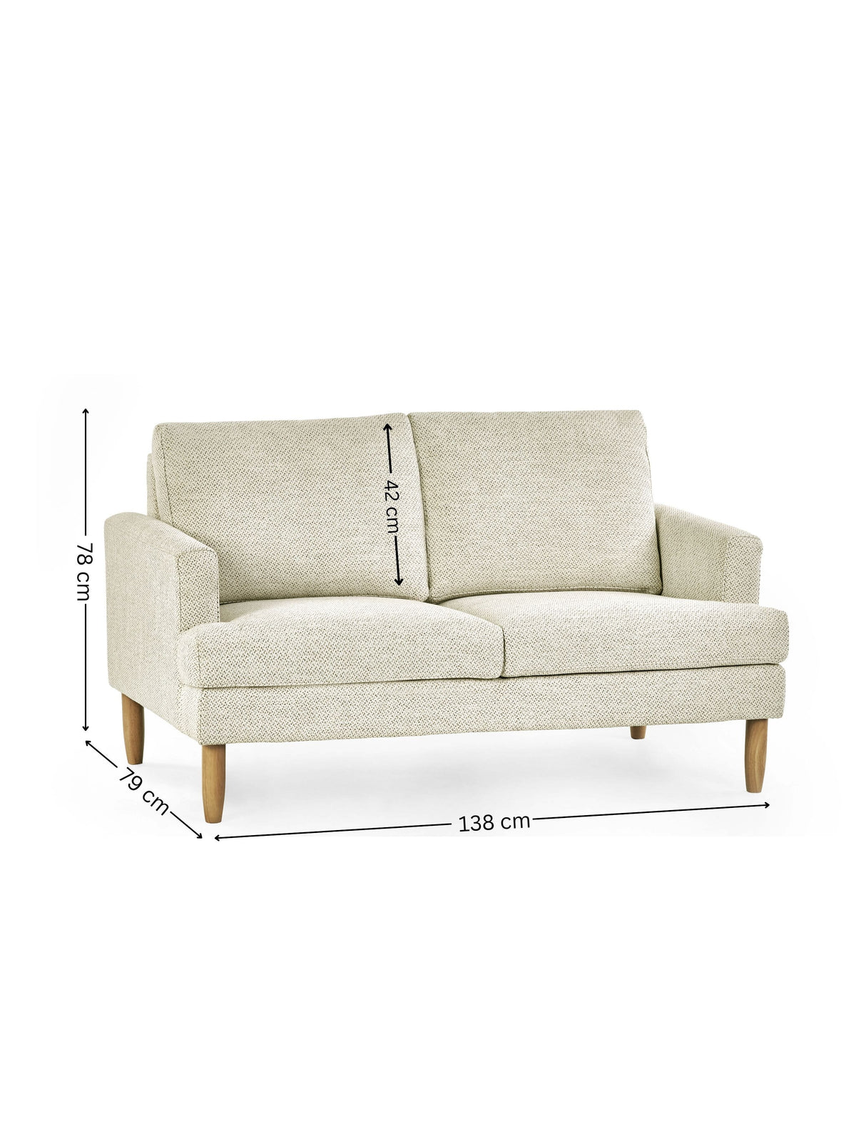 Daisy Beige Pearl Barley Upholstered Compact 2 Seater Sofa