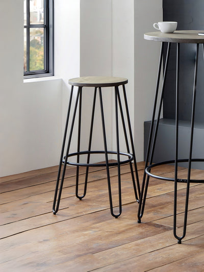 Set Of 2 Dalston Round Bar Stools – Mocha Elm