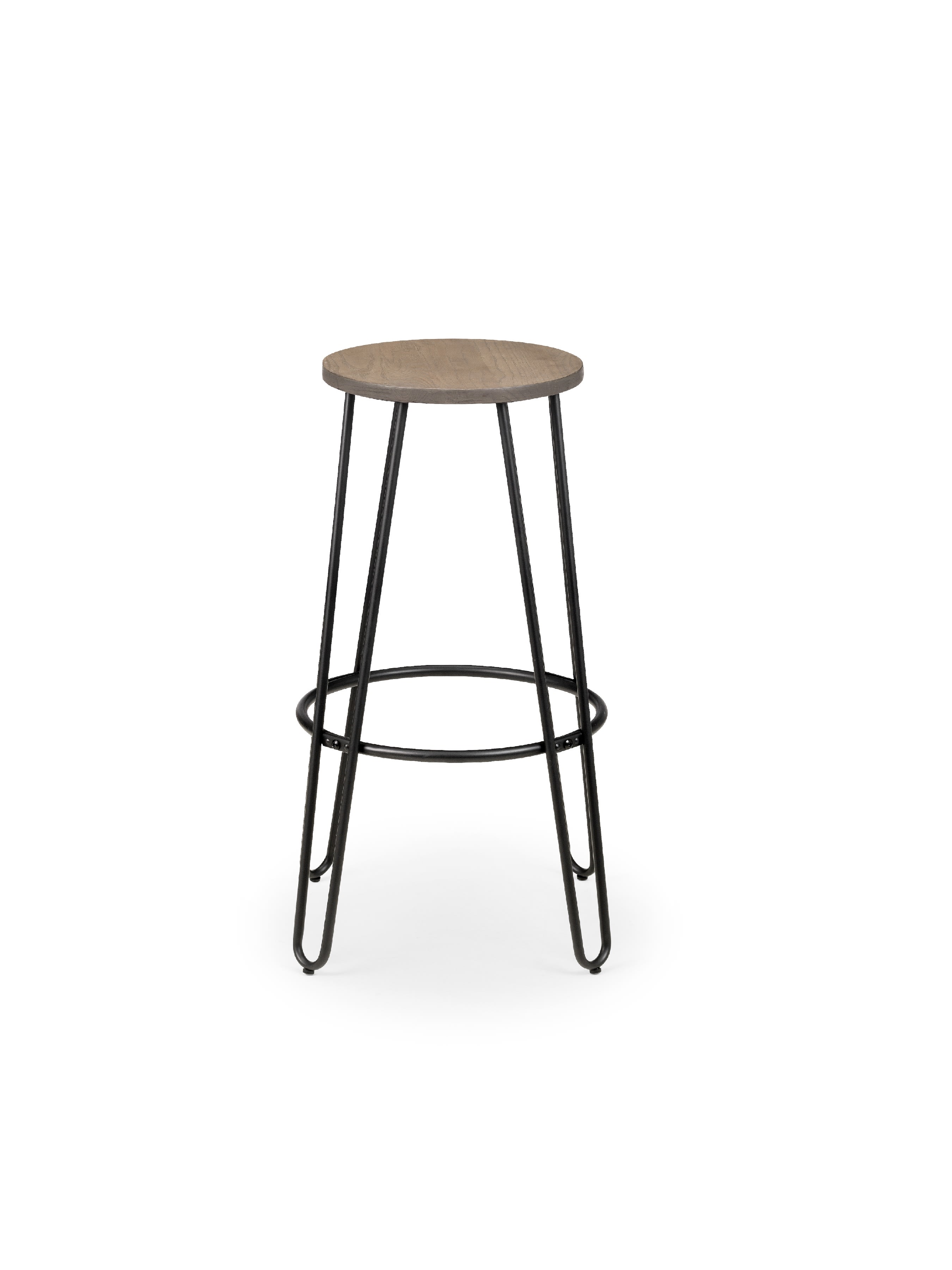 Set Of 2 Dalston Round Bar Stools – Mocha Elm