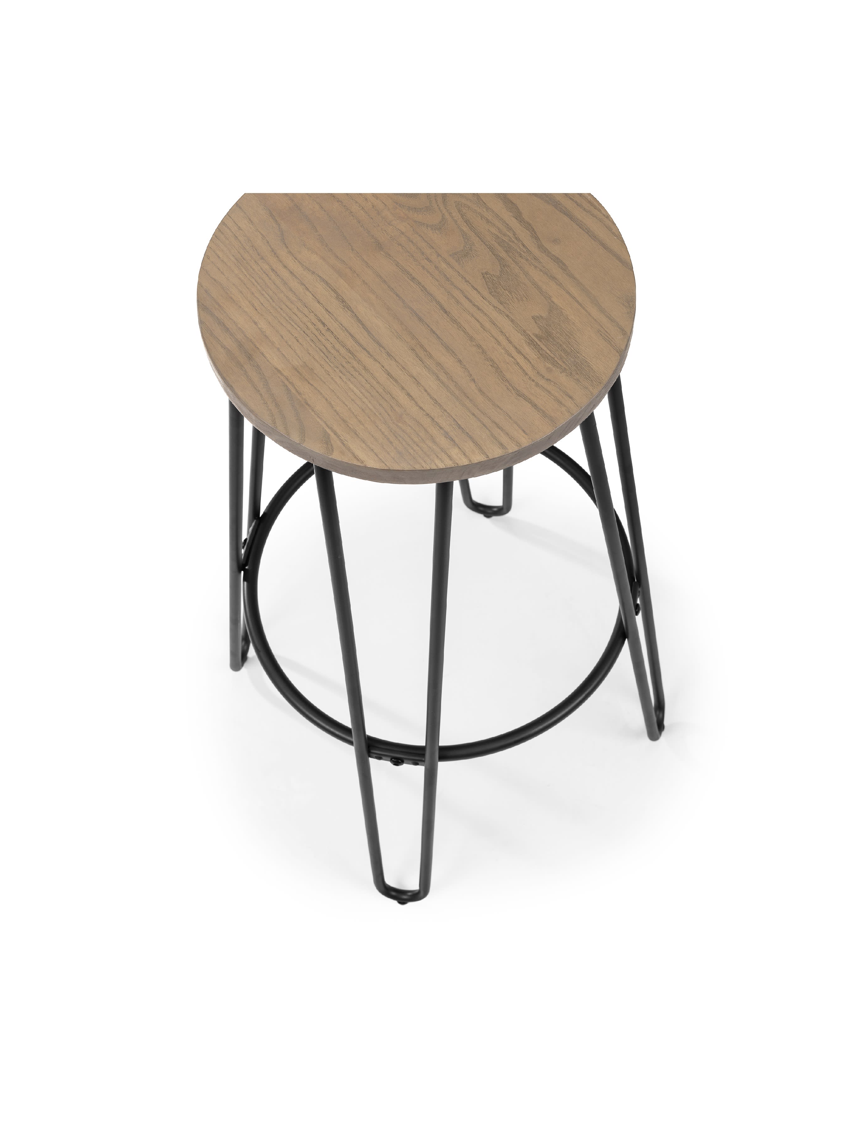 Set Of 2 Dalston Round Bar Stools – Mocha Elm