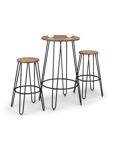 Set Of 2 Dalston Round Bar Stools – Mocha Elm
