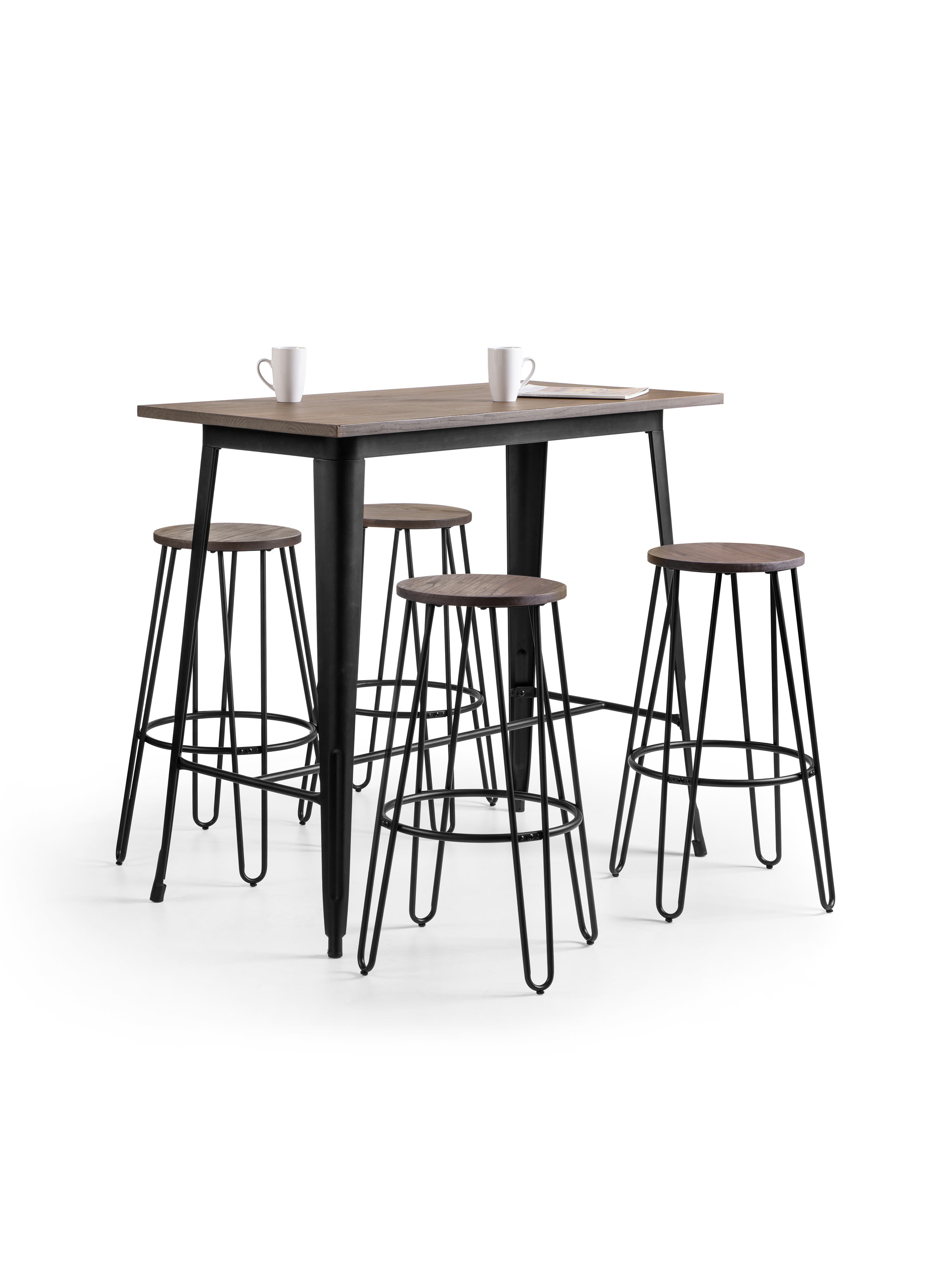 Set Of 2 Dalston Round Bar Stools – Mocha Elm