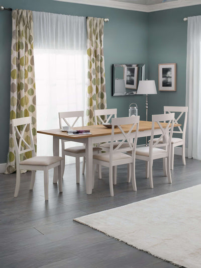 Davenport Ivory and Oak Extending Table and 6 Ivory Davenport Chairs
