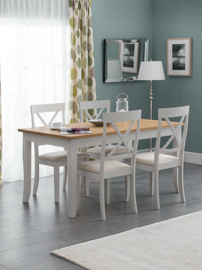 Davenport Grey and Oak Rectangular Table and 4 Grey Davenport Chairs – Grey and Oak Effect