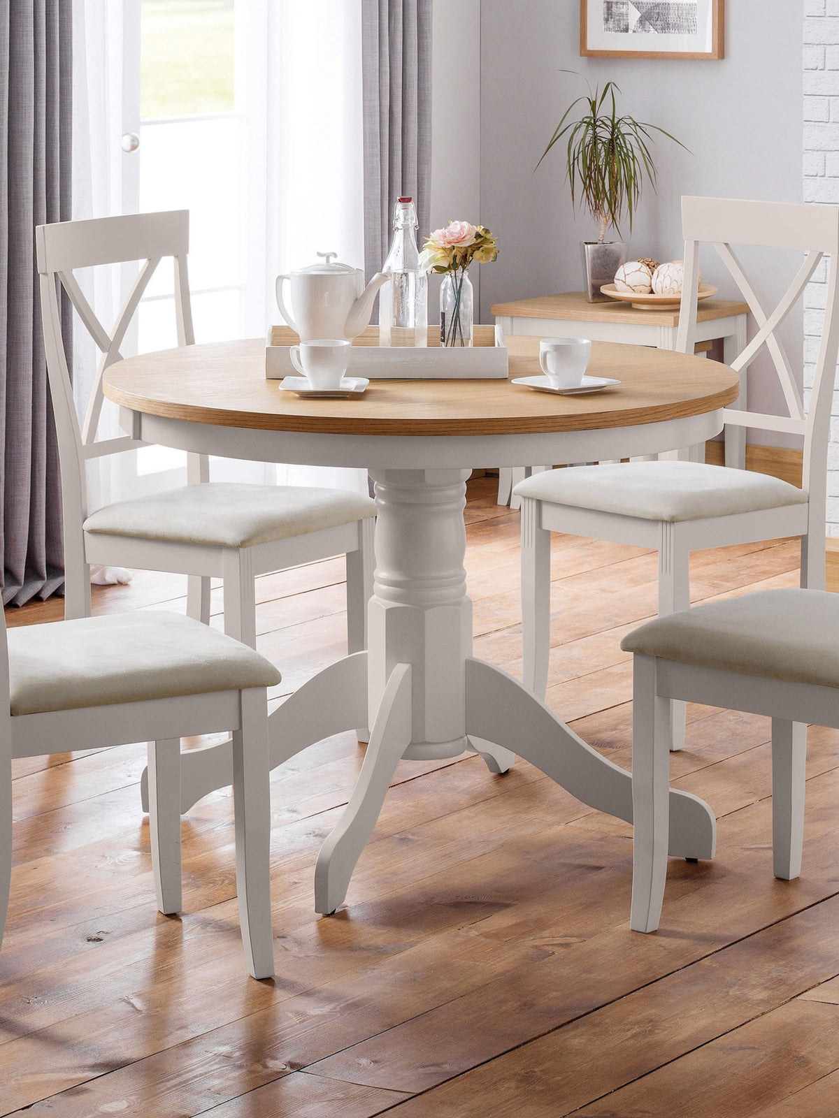 Davenport Oak/Elephant Grey Round Pedestal Table