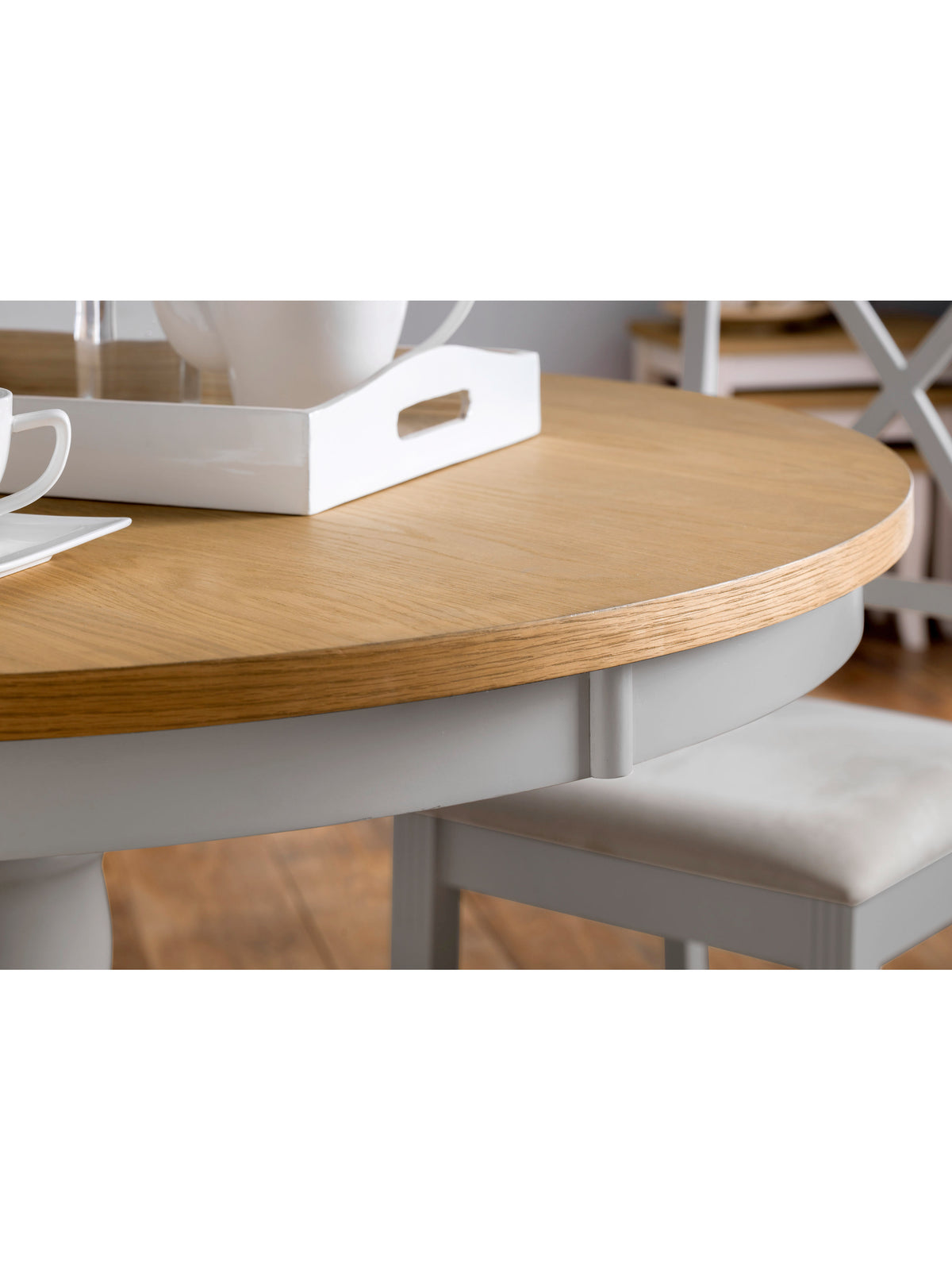 Davenport Oak/Elephant Grey Round Pedestal Table