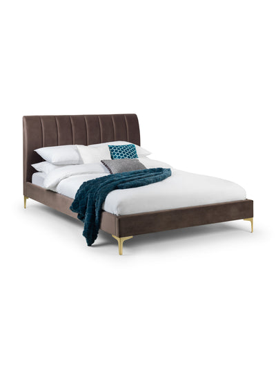 Deco Truffle Velvet & Brushed Gold Bed Frame