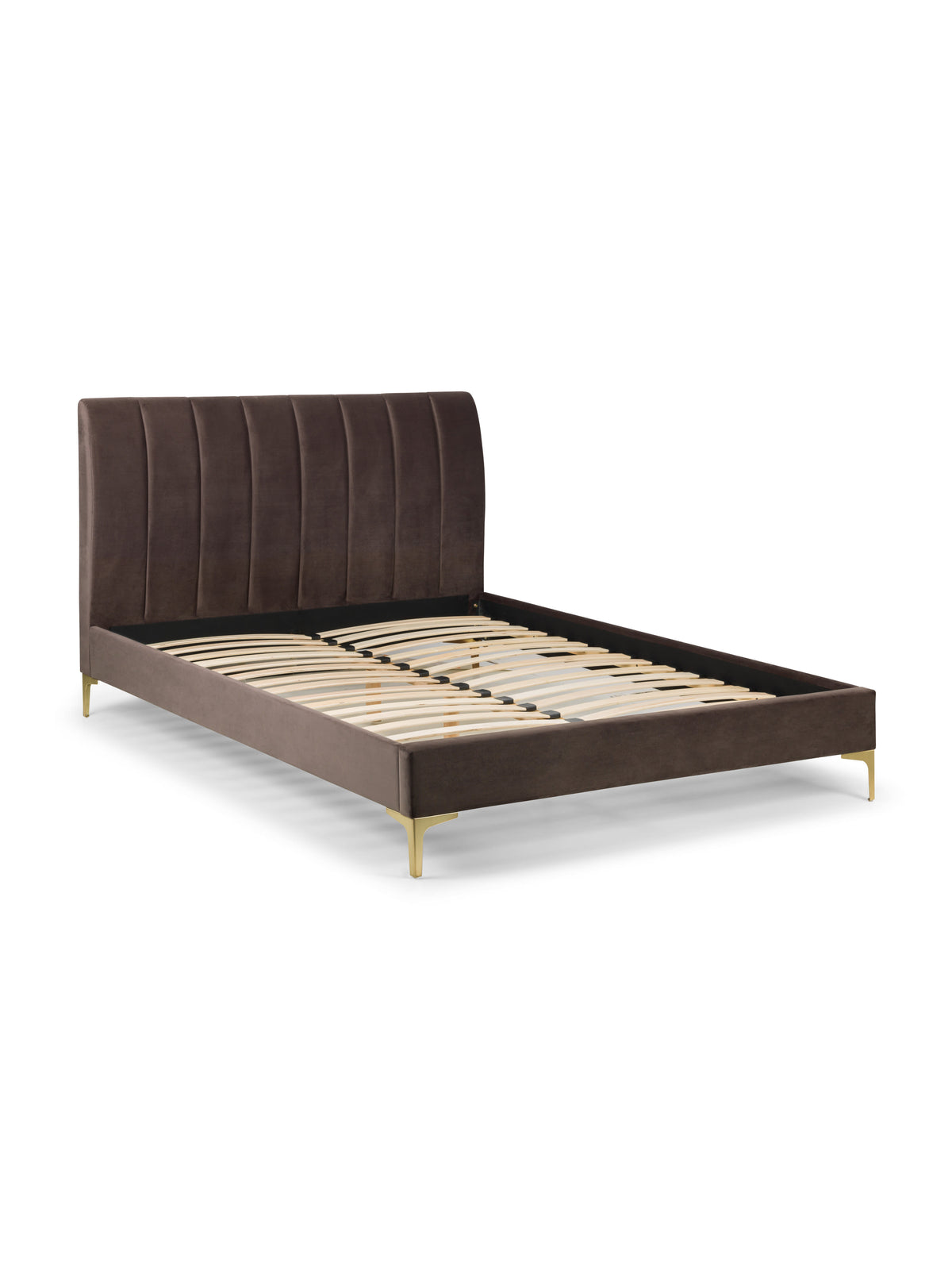 Deco Truffle Velvet & Brushed Gold Bed Frame